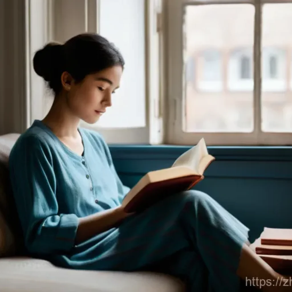 작가 인터뷰 및 독서 후기 - **Prompt:** A cozy, intimate portrait of a person (gender-neutral, adult) in comfortable, modest lou...