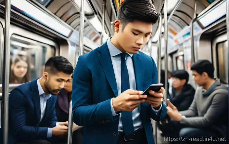 독서 관련 어플 추천 - **Subway Commute:** The person, dressed in business casual attire, is standing or seated on a clean,...