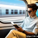 전자책과 종이책 비교 - **Prompt for E-book Convenience and Modernity:**
    "A vibrant, high-definition image of a young, s...